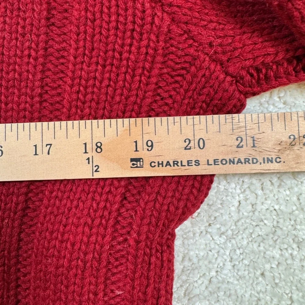 Abercrombie Sweater Mens L Red Vintage Muscle V-Neck Ribbed Wool Blend Knit